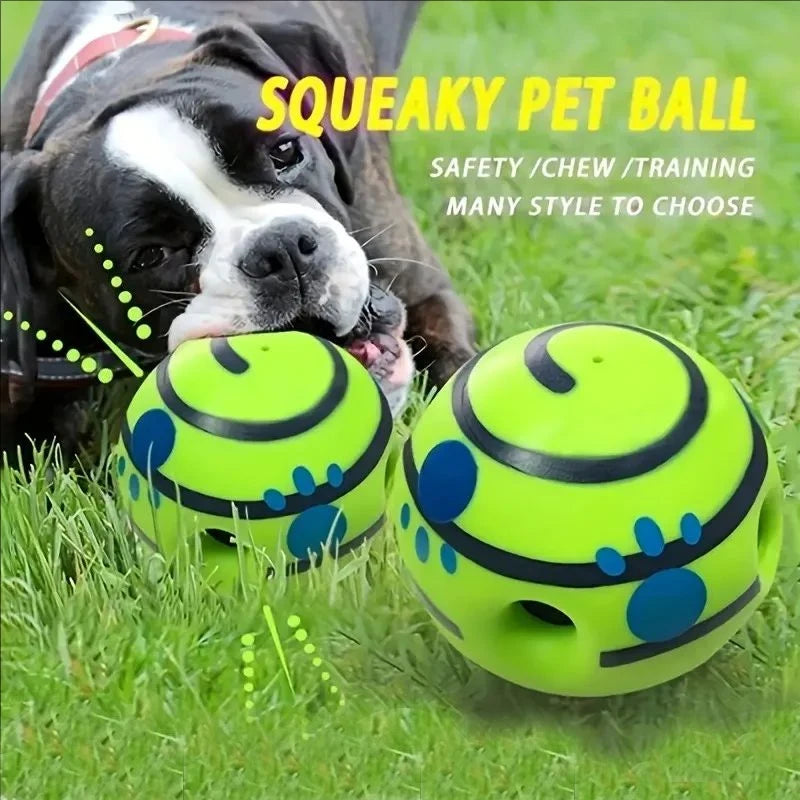 Dog enjoying solo play with giggle sound ball toy, perfect for home alone time
Furfora