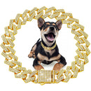 Collar de lujo para perro con cadena cubana, chapado en oro